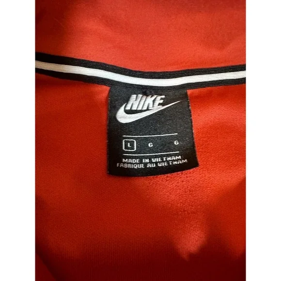 Nike Sportswear Jacket Womens Large Red Tropical Full Zip Lightweight Cropped - Picture 9 of 11